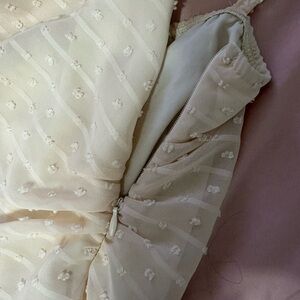 SHEIN Cream Textured Swiss Dot Spaghetti Strap Dress